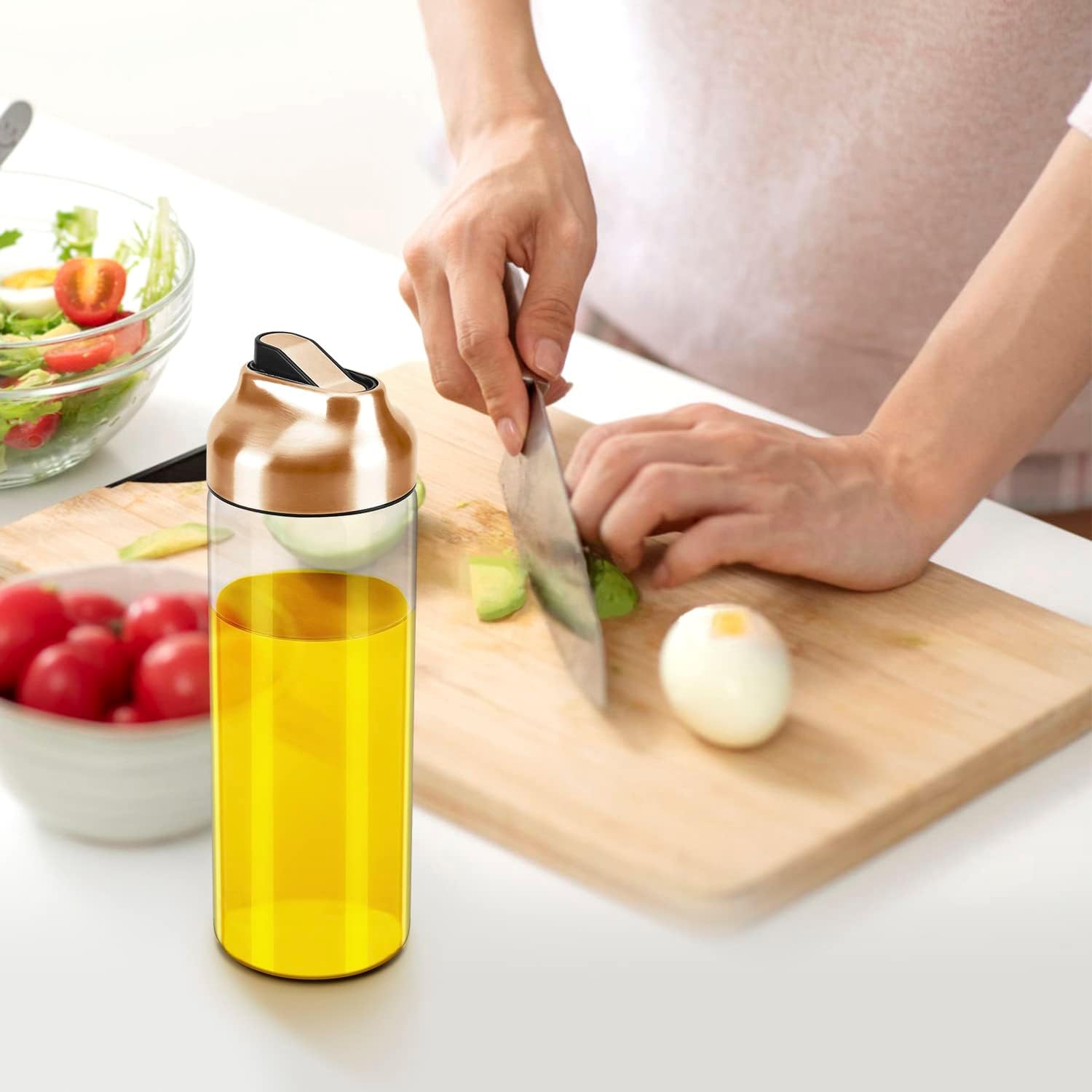 Aelga Copper Kitchen Accessories - Glass Oil Dispenser - Copper Olive Oil Dispenser Bottle for