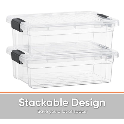 Superio Clear Plastic Storage Bins with Lid, 4.5 Quart Box, Organizing Containers, Stackable