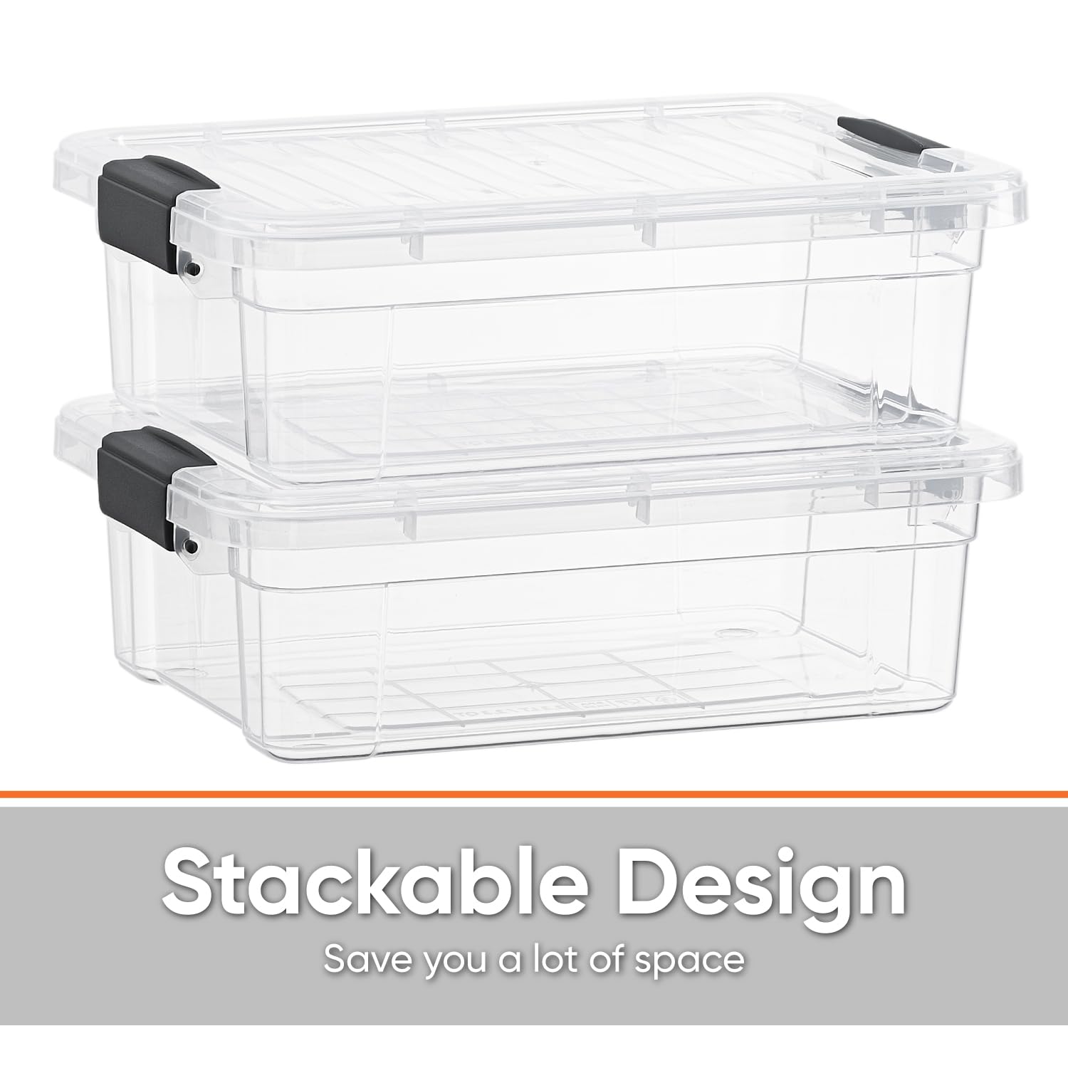 Superio Clear Storage Boxes with Lids, 4.5 Quart Plastic Container Bins for Organizing, Stackable