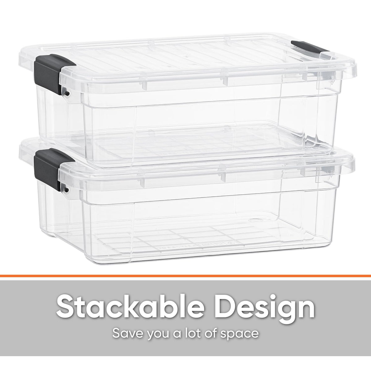 Superio Clear Storage Box with Lid, 2.3 Quart Plastic Container Bins for Organizing, Stackable