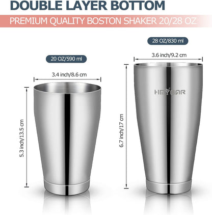 HMYBAR® Mixology Bartender kit | Cocktail Shaker Set | Boston Shaker Set, 20/28 OZ | Martini Making