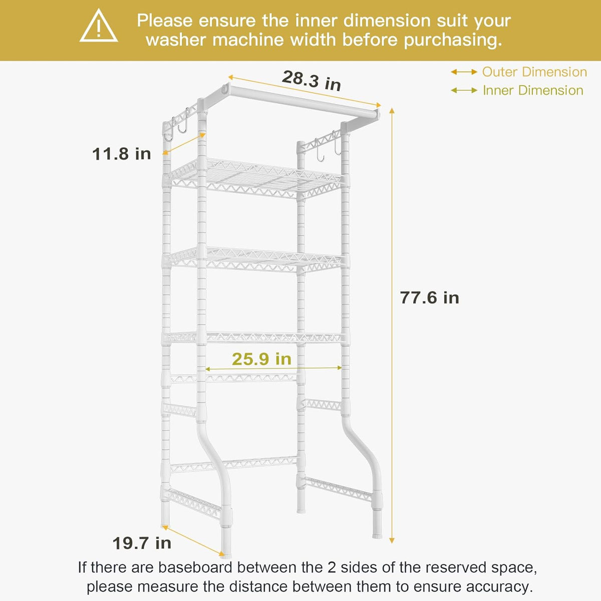 Ulif U11 Mini Over Washer and Dryer Shelves, 3 Tiers Laundry Room Storage and Organizer Standing
