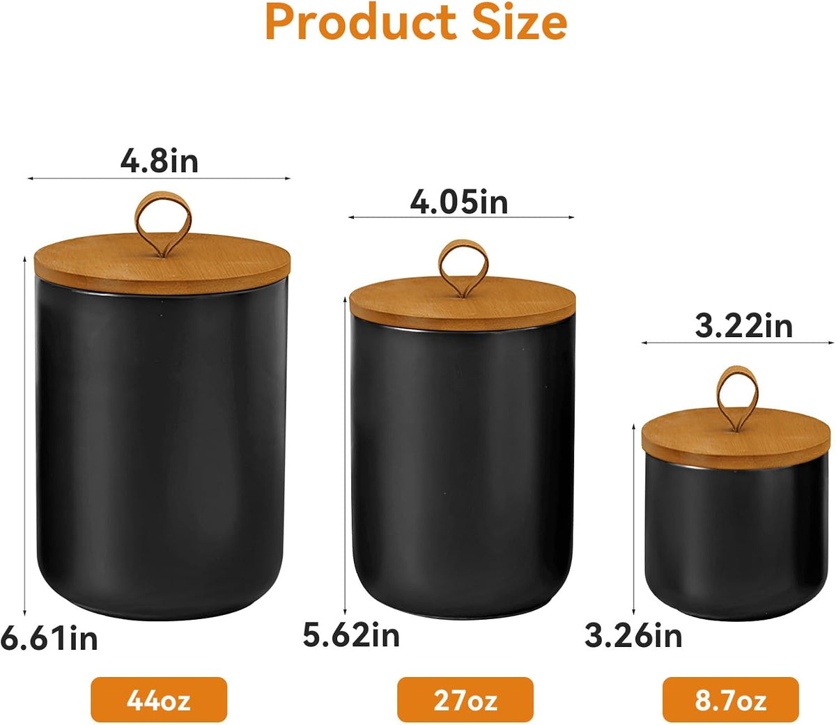 Canister Sets for Kitchen,Ceramic Kitchen Canisters for Countertop with Airtight Wood Lids for