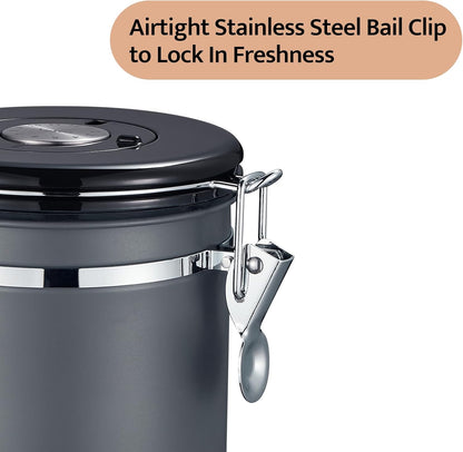 Veken Coffee Canister, Airtight Stainless Steel Kitchen Food Storage Container with Date Tracker