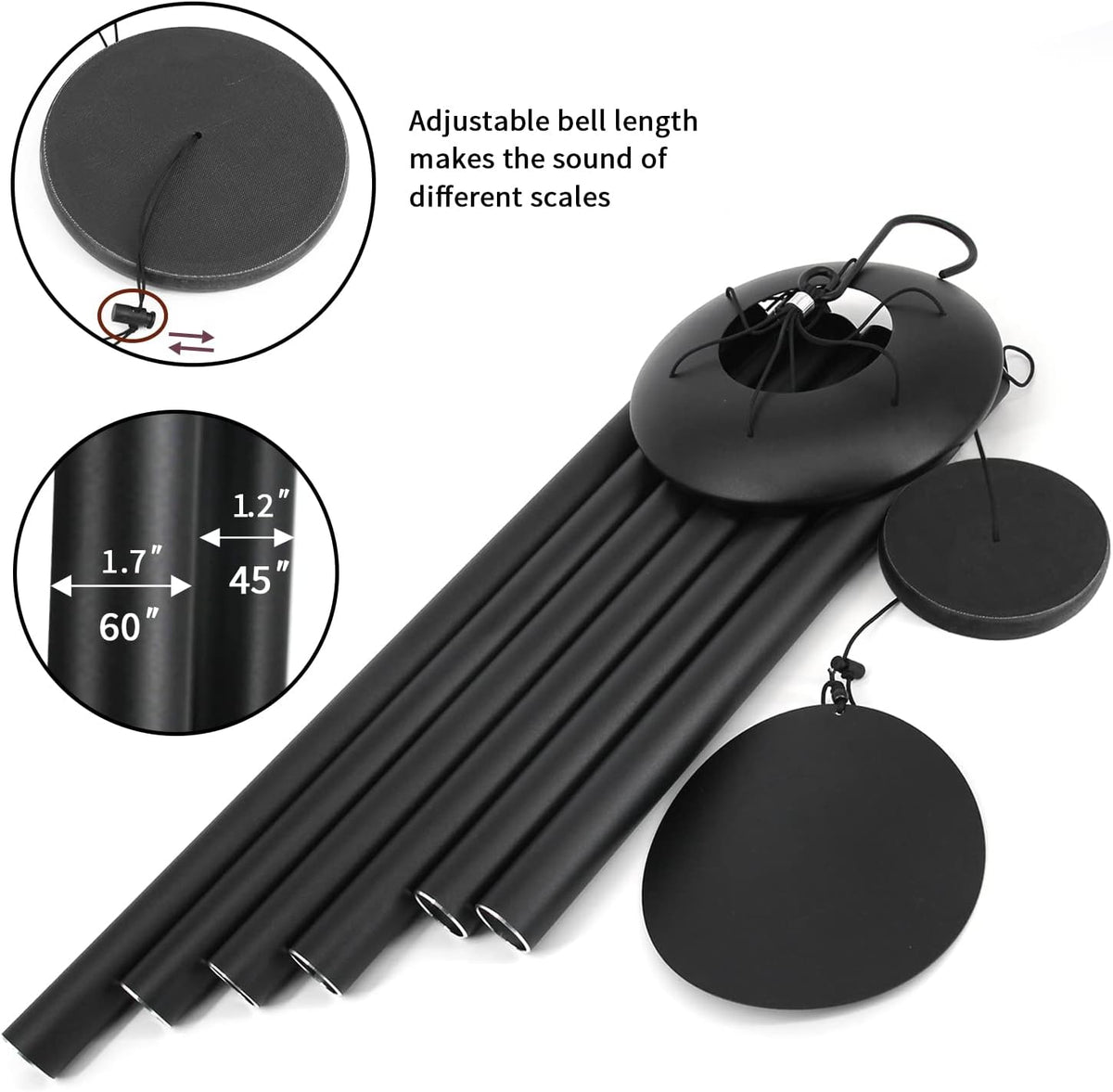 ASTARIN 60" Extra Large Wind Chimes Outside Metal WindChimes with Deep Tone, Outdoor Bass