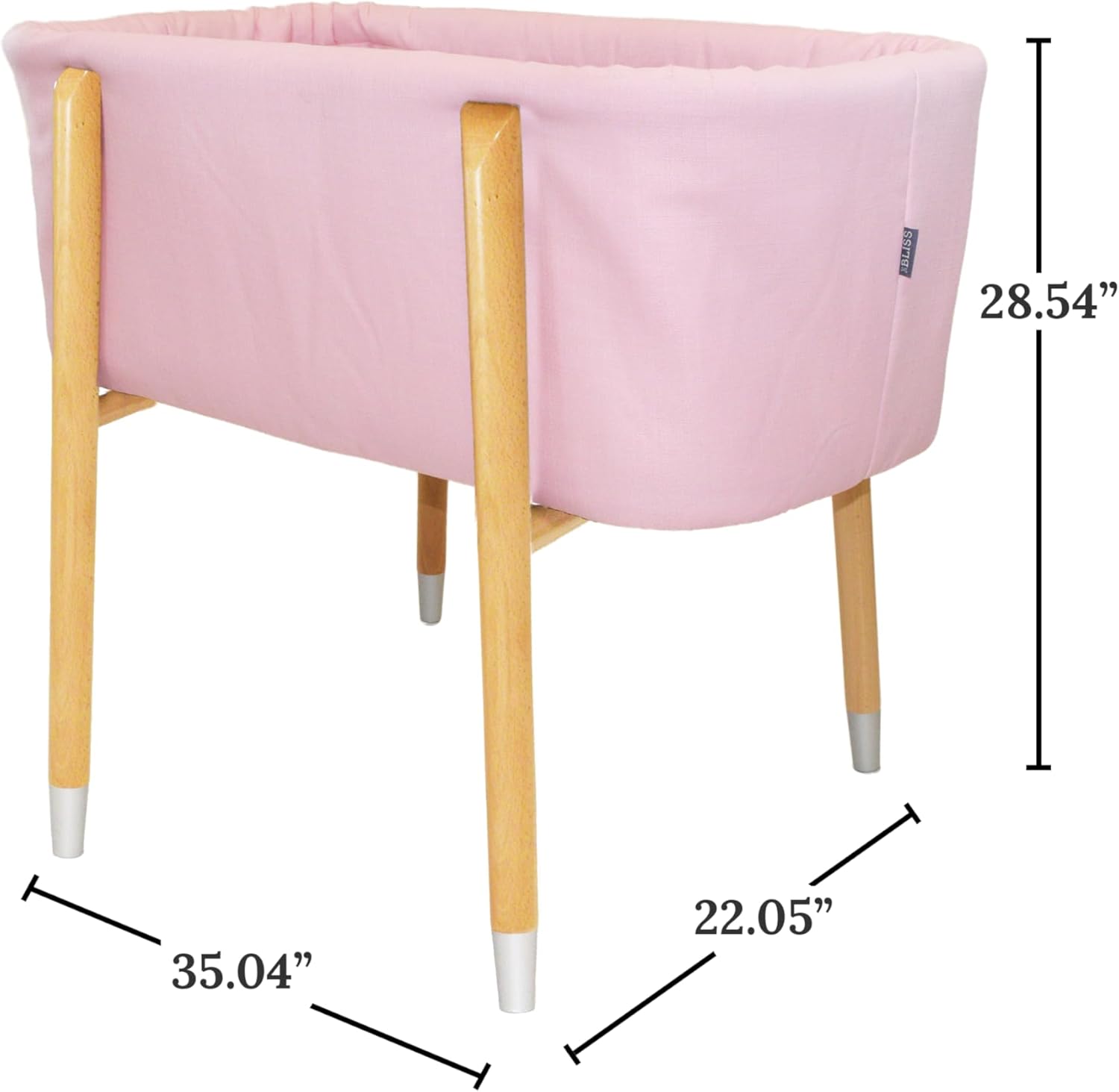 Sova Portable Baby Bassinet, Mid-Century Design with Extra Deep Walls for Newborns and Babies