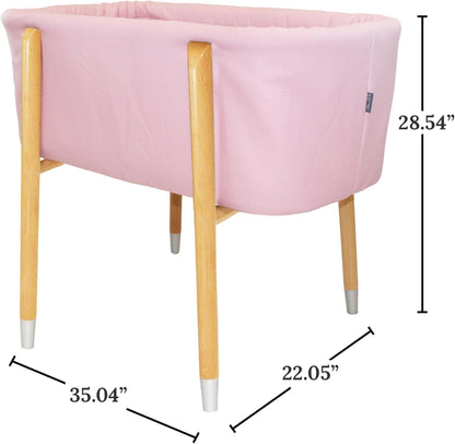Sova Portable Baby Bassinet, Mid-Century Design with Extra Deep Walls for Newborns and Babies