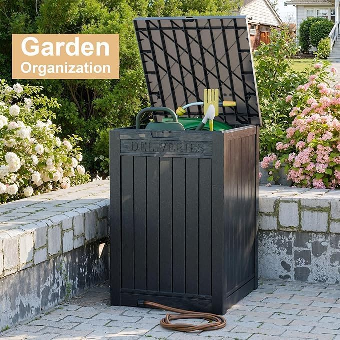 DRATO 48 Gallon Package Delivery Box, Large Lockable Storage Box, Double-Wall Resin Outdoor Package