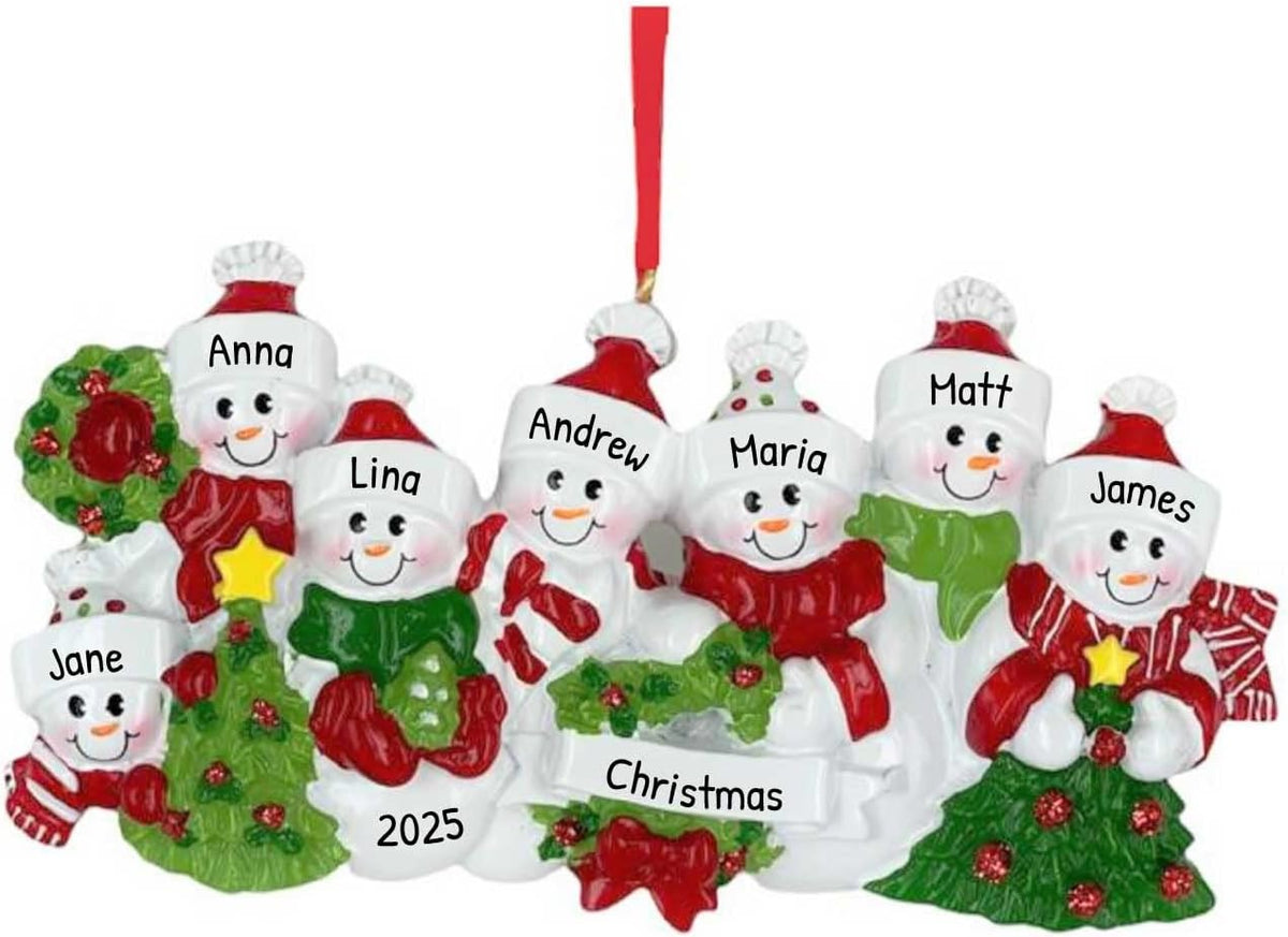 3D Snowman Family of 7 Ornament 2025 Personalized Family Christmas Ornaments 2025 | Snow People