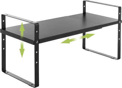 Expandable Cabinet Shelf Organizer Rack, Stackable Kitchen Counter Storage Shelves Stand