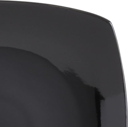 Gibson Elite Soho Lounge Square Reactive Glaze Stoneware Dinnerware Set, Service for 4 (16pc), Black