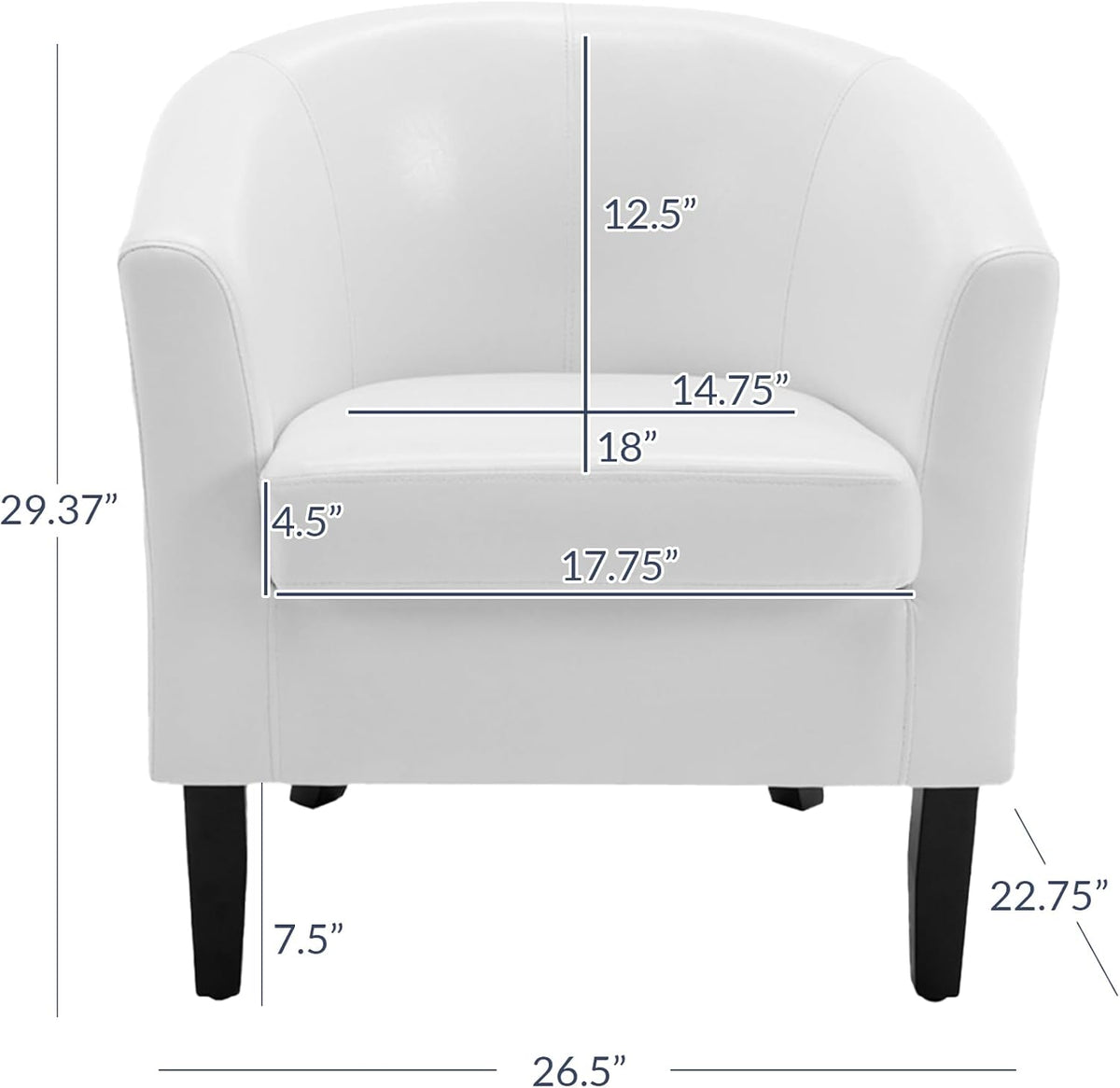BELLEZE Accent Barrel Chair, Club Tub Sofa Corner Chair with Flared Legs and Cozy Soft Padding for