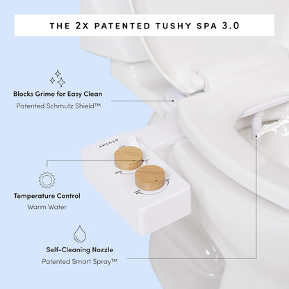 TUSHY 3.0 Spa Bidet Attachment. Cool to Warm Water. It's Time to Replace Toilet Paper, Fresh Water