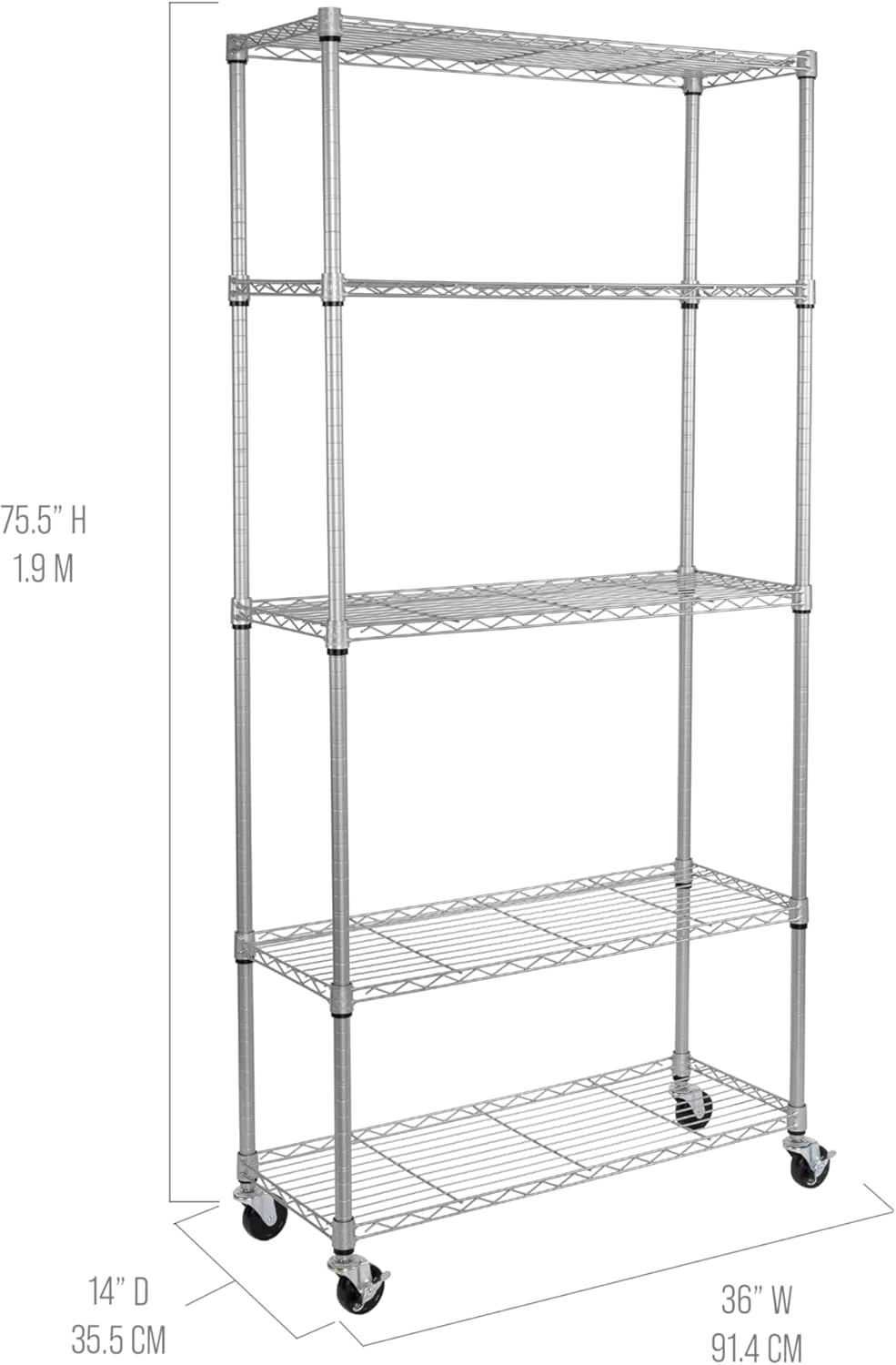 Seville Classics UltraDurable Heavy Duty NSF Solid Steel Wire Rack Storage Unit, Organizer for