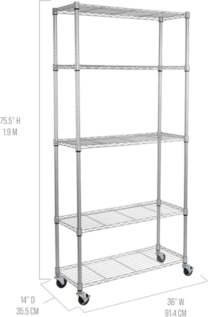 Seville Classics UltraDurable Heavy Duty NSF Solid Steel Wire Rack Storage Unit, Organizer for