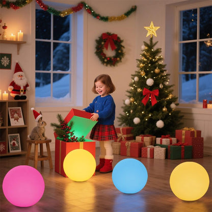 10-in Solar Globe Light, Solar Garden Ball Light Outdoor w/Remote, 16 RGB Color 4 Modes Glowing