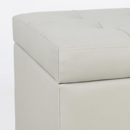 Adeco 18" PU Storage Ottoman, Upholstered Square Faux Leather Foot Rest - Flip Top Footstool with