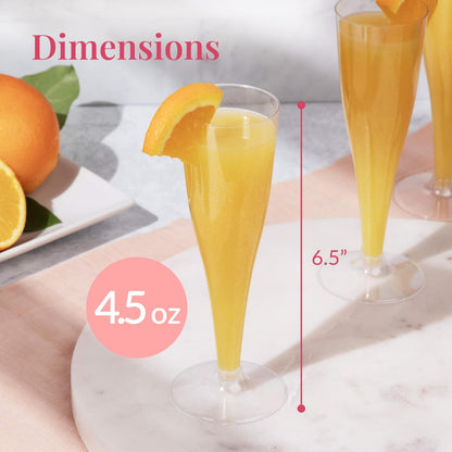 Prestee Set of 200 Plastic Champagne Flutes - Clear Champagne Glasses for Parties, Weddings, Events