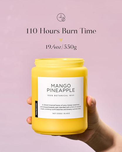 M&SENSE Mango Pineapple Scented Candle, 19.4oz Non Toxic Natural Soy Wax 110 Hours Long Lasting
