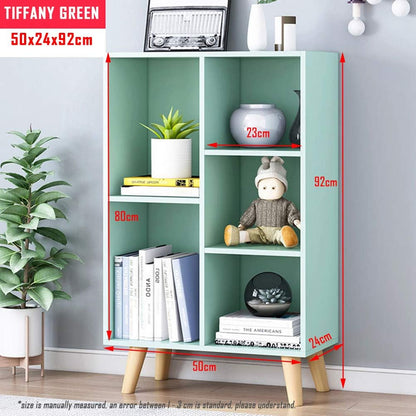 IOTXY Wooden Open Shelf Bookcase - 3-Tier Floorstanding Display Cabinet Rack with Legs, 5 Cubes