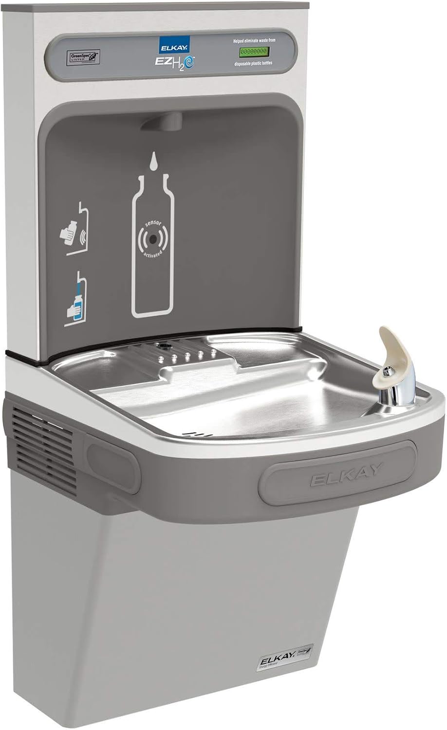 Elkay EZSG8WSK EZH20 18-3/8" Wall Mounted Single Station Hands Free Bottle Filler Combo with Cooler