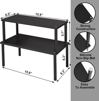 Cabinet Organizer Shelf(Set of 2),Kitchen Counter Shelves,Bamboo Spice Rack Countertop and