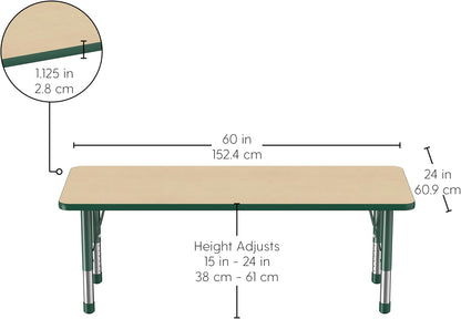 Factory Direct Partners FDP Rectangle Activity School and Classroom Kids Table (24 x 60 inch)
