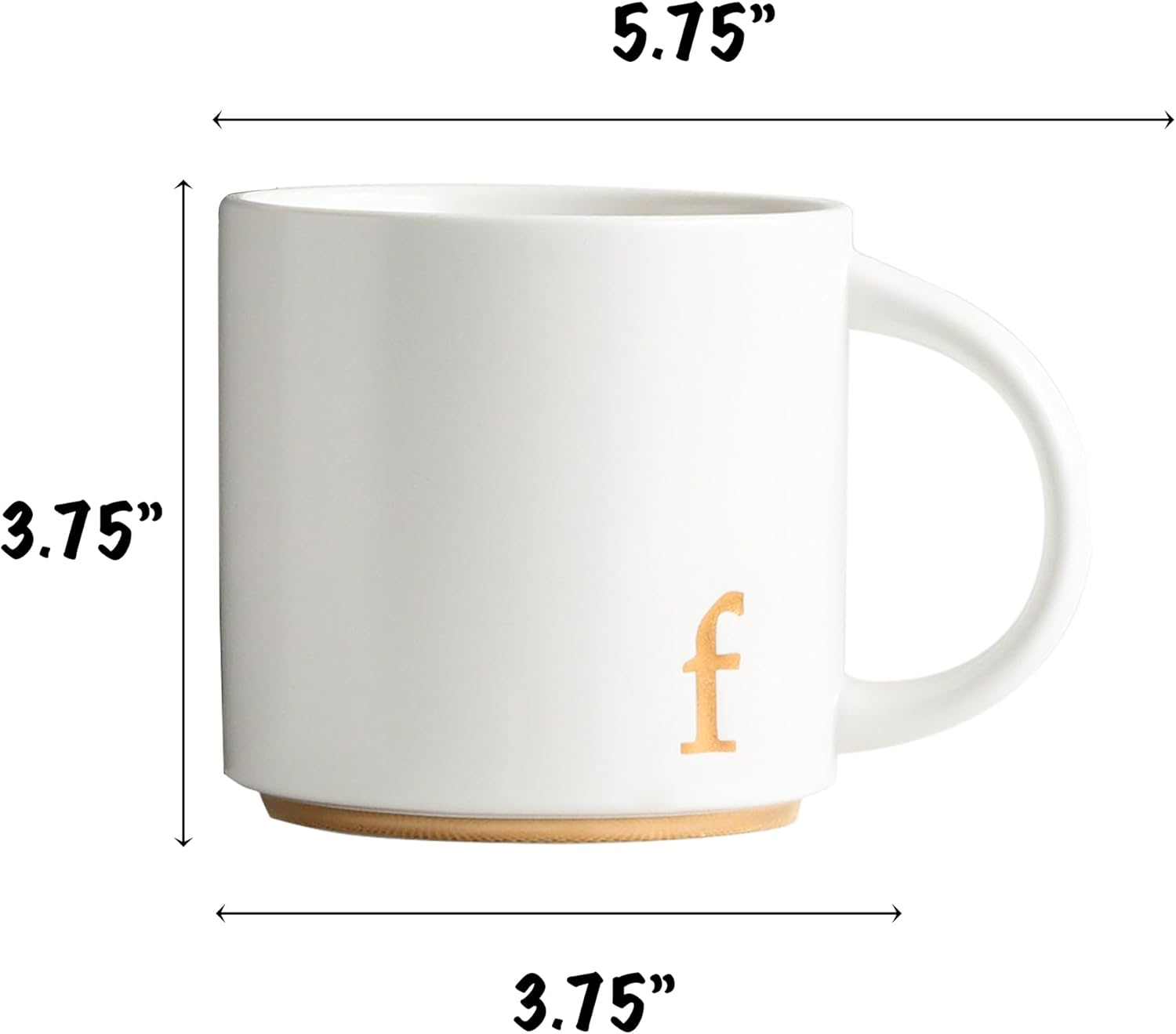 COLLECTIVE HOME - Monogram Ceramic Mugs, 15 oz Golden Initial Coffee Cups, Elegant Alphabet Tea