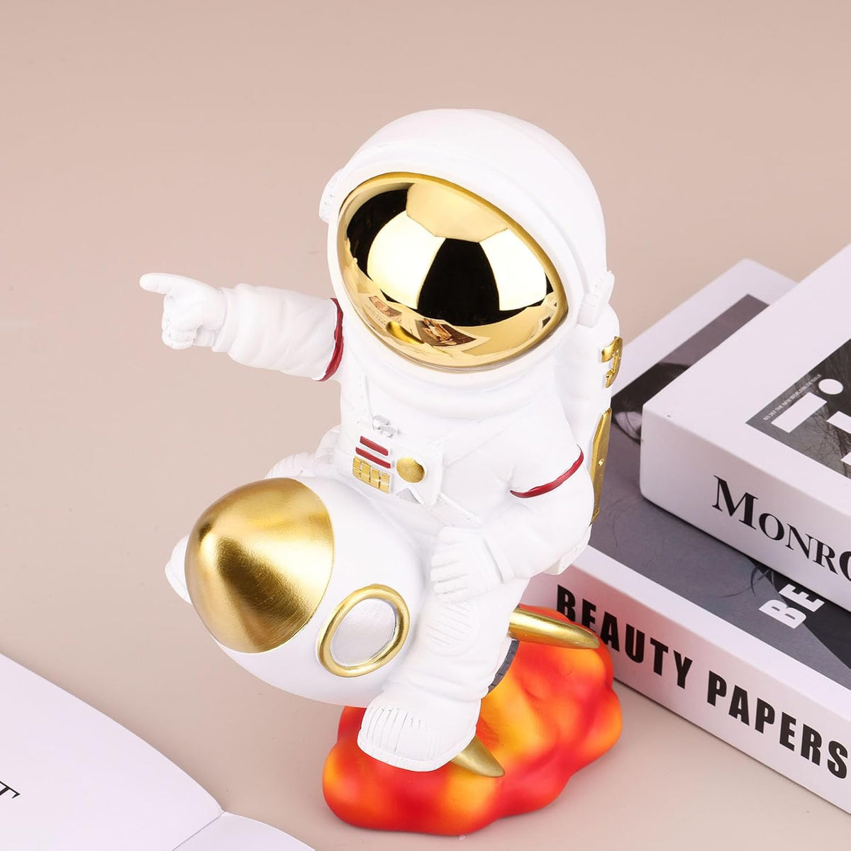 Astronaut Decor,Astronaut Rocket Figurines and Sculptures,Astronaut Figurine Space Themed Bedroom