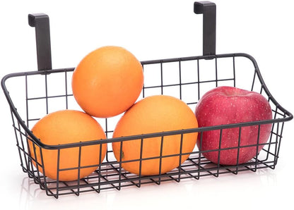LeleCAT Cabinet Door Organizer Basket with hook Grid Storage Basket, Hang it behind a door or on a