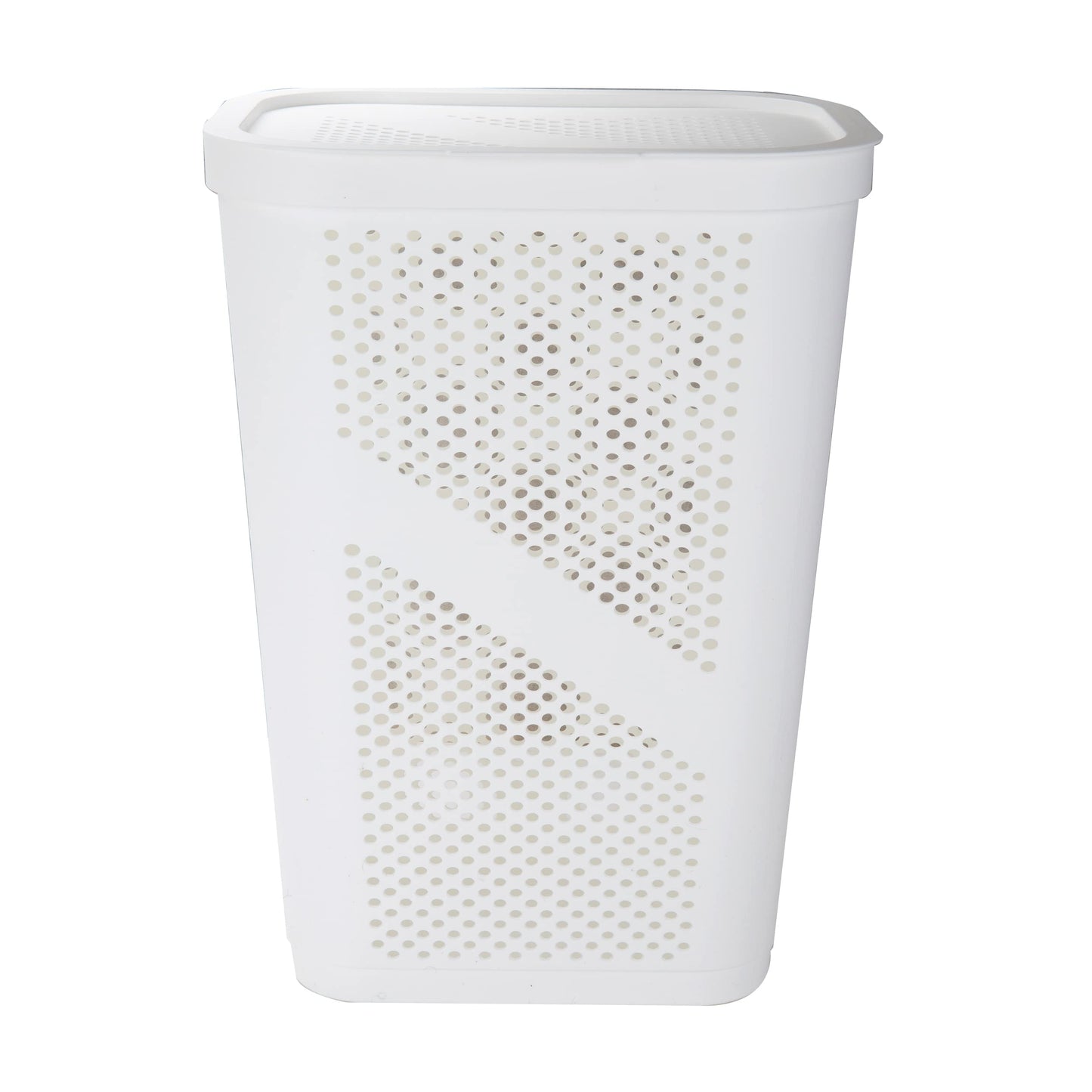 Mind Reader 60L Slim Laundry Hamper, Clothes Basket, Lid, Ventilated, Plastic, Set of 2, White