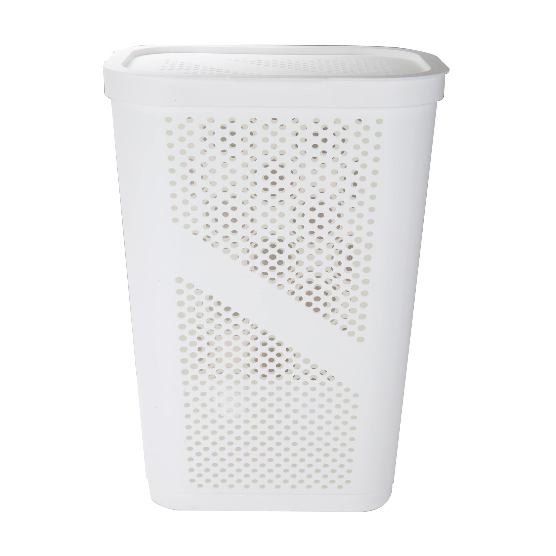 Mind Reader 60L Slim Laundry Hamper, Clothes Basket, Lid, Ventilated, Plastic, Set of 2, White