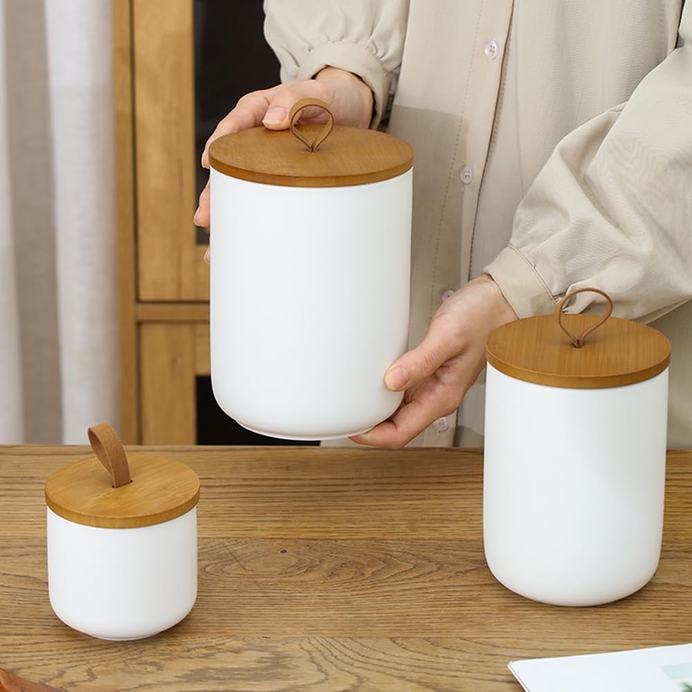 YYW Kitchen Canister Set for Countertop Set of 3, 9/28/45 oz Ceramic Food Storage Containers with
