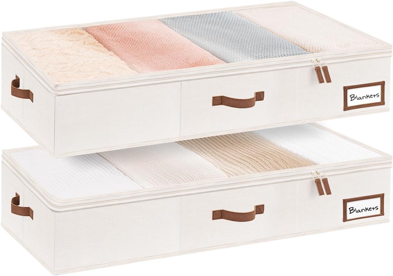 StorageWorks Extra Large Under Bed Storage Containers with Handles and Label Holder, 2 Pack