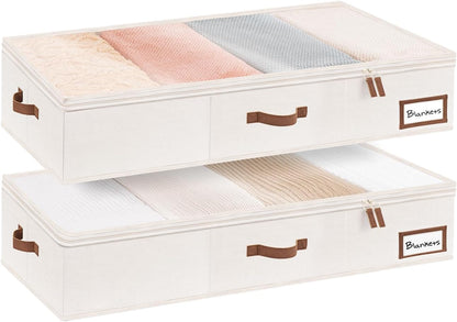 StorageWorks Extra Large Under Bed Storage Containers with Handles and Label Holder, 2 Pack