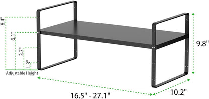 Expandable Cabinet Storage Shelf, Stackable Organizer Rack for Kitchen Bathroom Pantry Spice