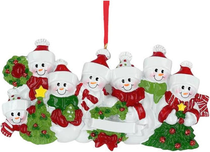 3D Snowman Family of 7 Ornament 2025 Personalized Family Christmas Ornaments 2025 | Snow People