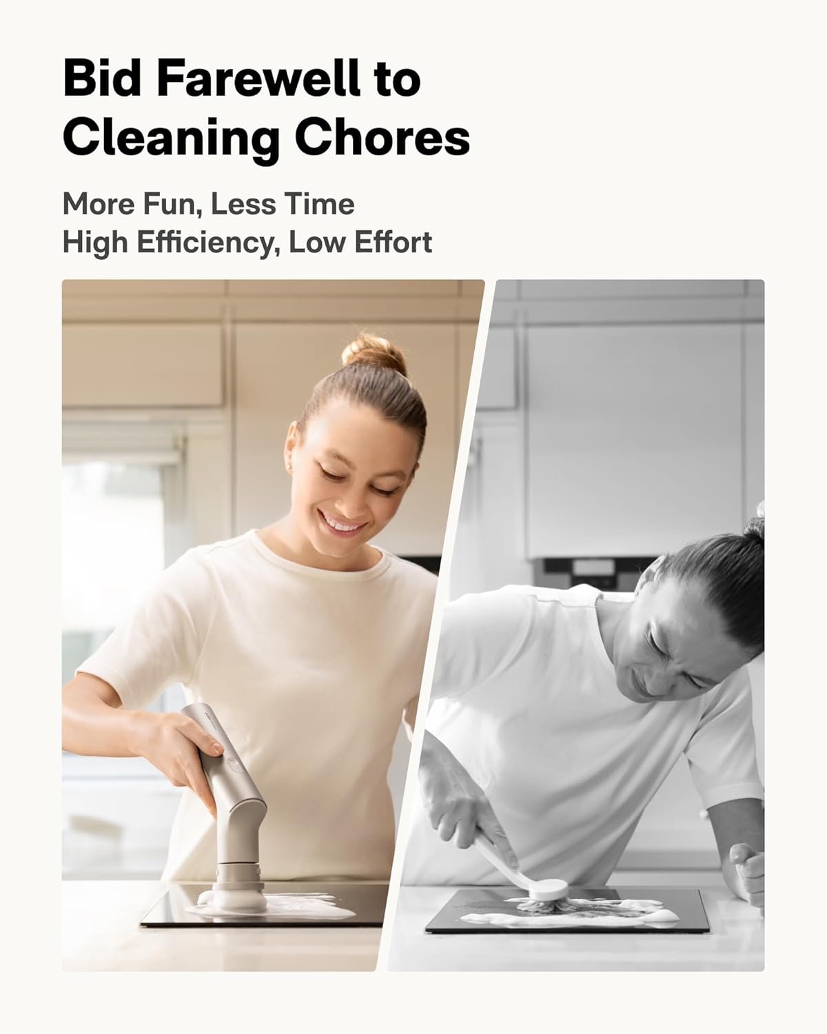 HOTO Cordless Electric Spin Scrubber, IPX7 Full Body Waterproof Dish Scrubber Brush, Bathroom