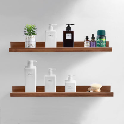AZSKY Floating Nursery Book Shelves Light Fair Pale Walnut Rustic Picture Photo Ledge Shelves Wall