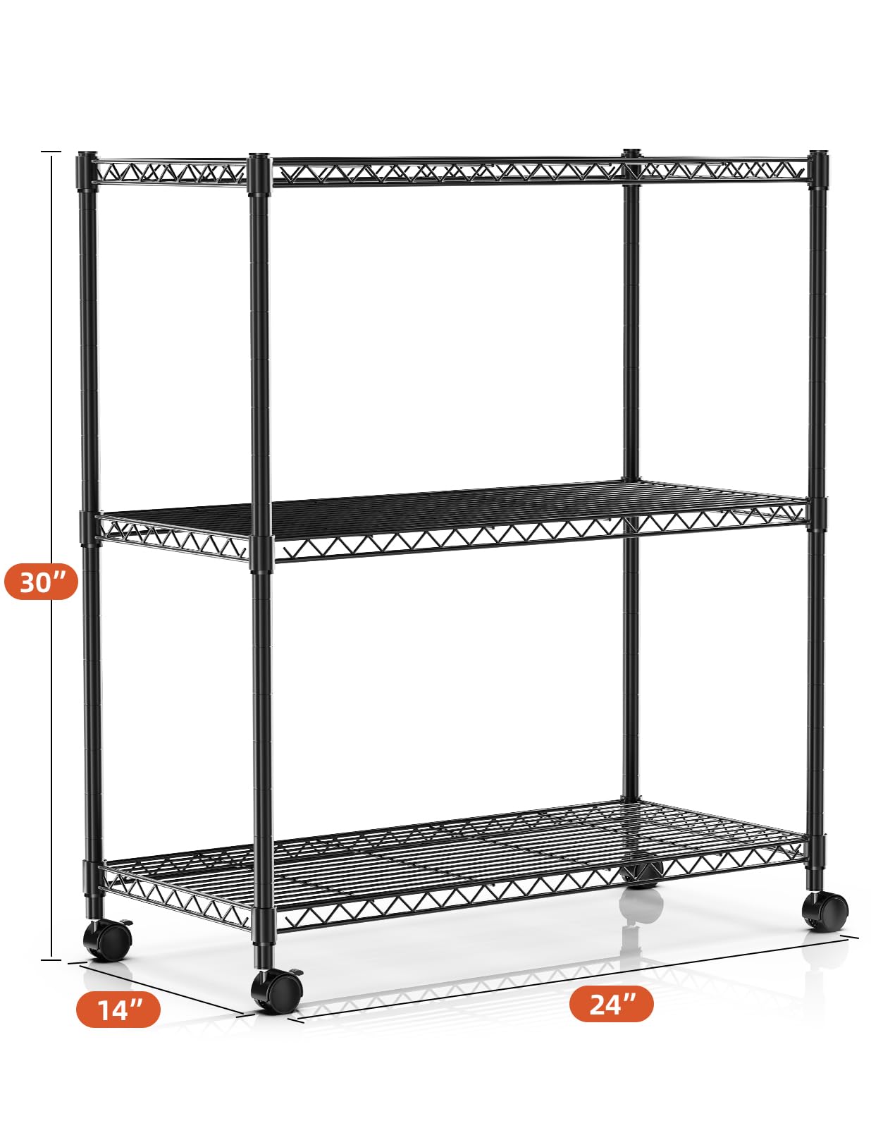 Simple Deluxe Heavy Duty 3-Tier Storage Shelves 750Lb Capacity, 24.02" D x 13.78" W x 29.92" H