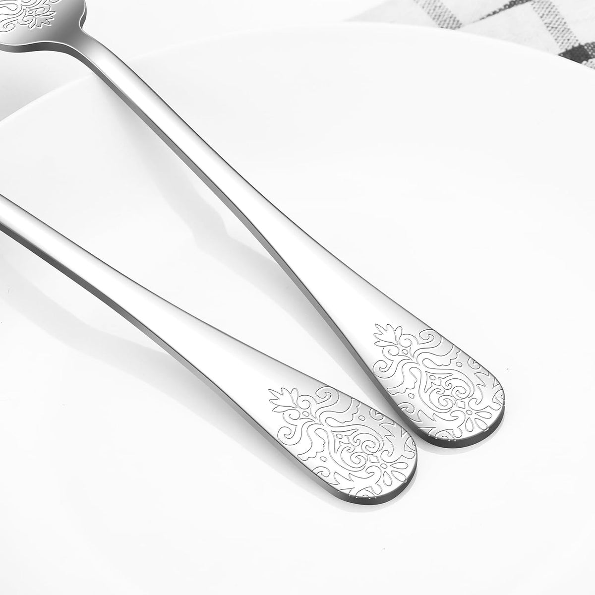 40 Pcs Silverware Set for 8 with Classical Flower Embossed Design, Food Grade Stainless Steel