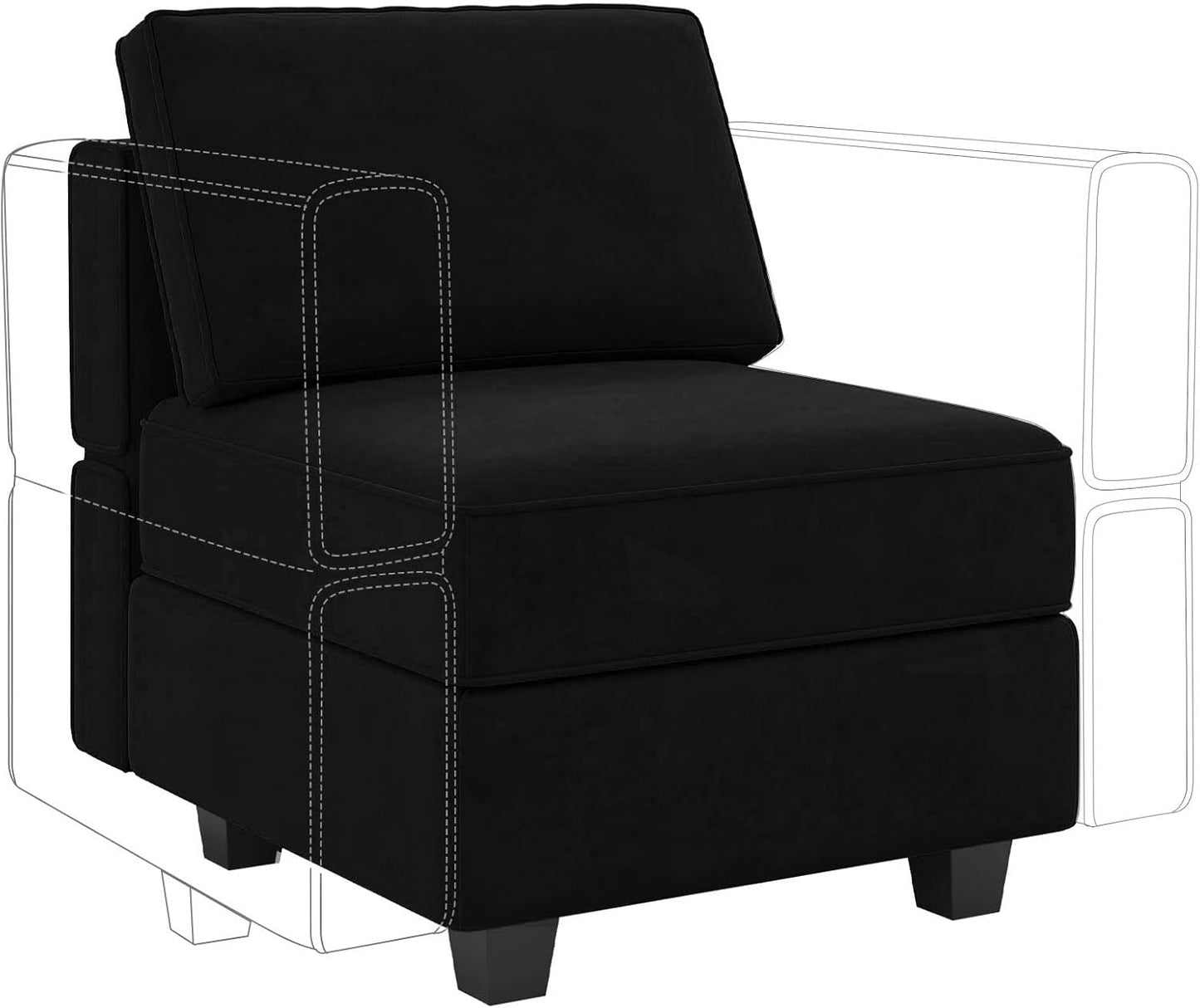 Belffin Modular Sofa Middle Module with Storage Accent Armless Chair for Modular Sectional Sofa