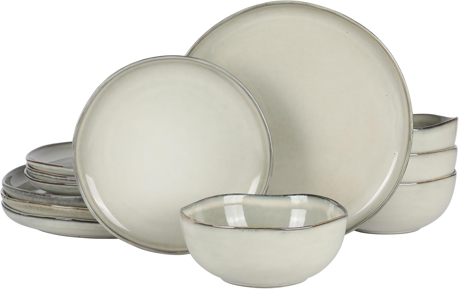 Gibson Elite Nardini 12 Piece (Service for 4) Plates and Bowls Reactive Glaze Dishes Stoneware