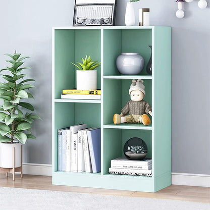 IOTXY Open Shelf Low Bookcase - Wooden 3-Tier Floor Standing Display Cabinet Organizer with Base, 5
