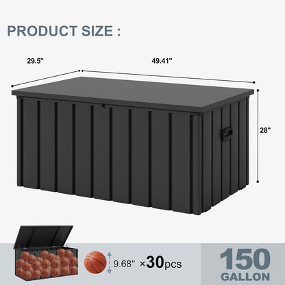 PURPLE LEAF Outdoor Deck Box 150 Gallon Waterproof Lockable Storage Box Container with Lid Deck