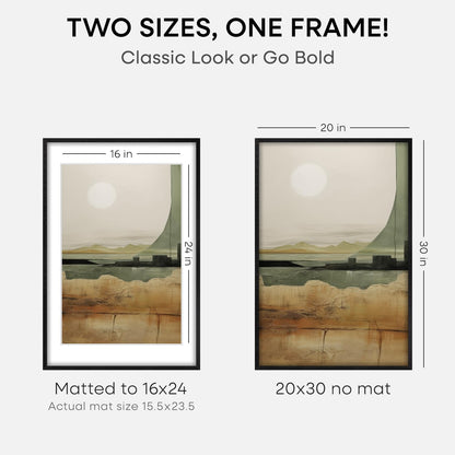 Homeforia 20x30 Black Wood Frame, High End Oak 20x30 Wooden Picture Frames with Mat 16x24 Photo, 20
