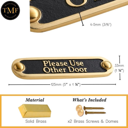 Please Use Other Door Brass Door Sign. Traditional Style Home Décor Wall Plaque Handmade By The