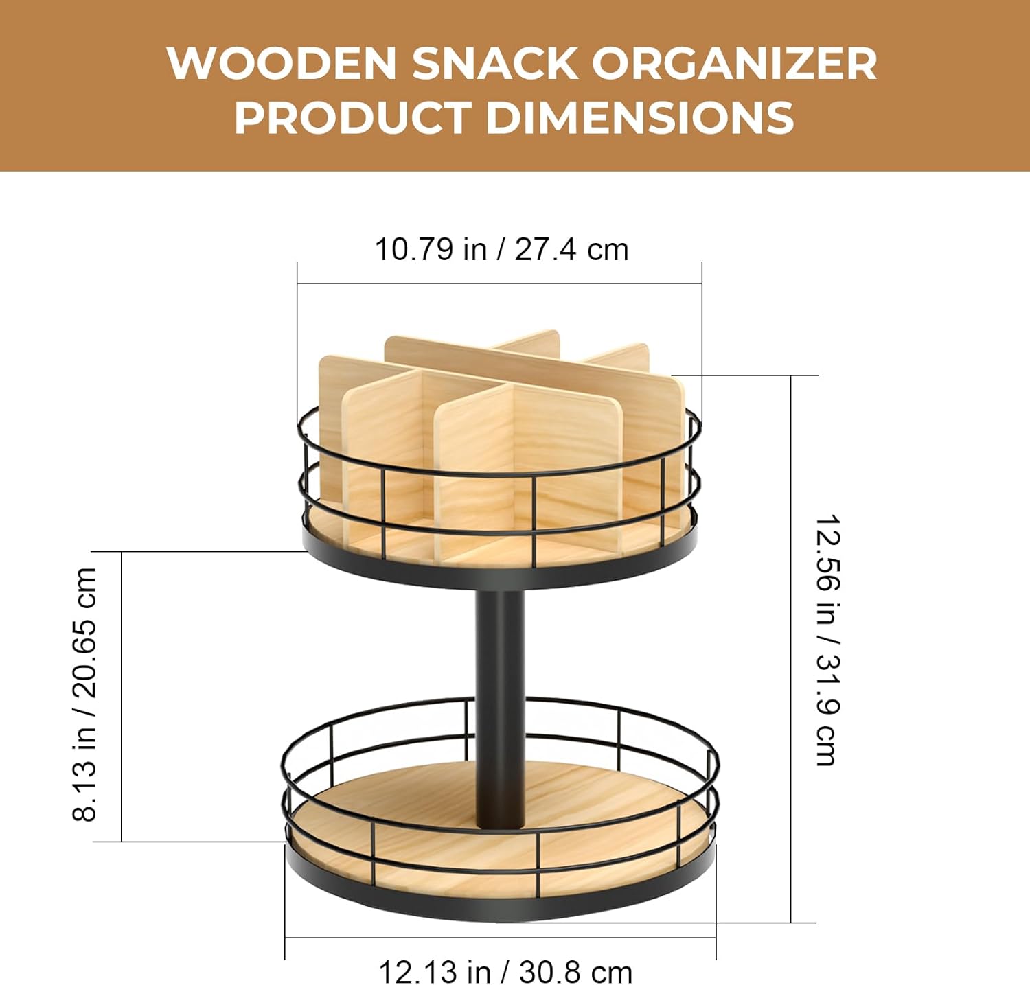 Snack Organizer - Versatile Snack Storage 2 Tier Lazy Susan with Convenient Grab-and-Go Design