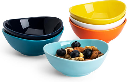 Sweese Porcelain 4oz Bowls Set of 6, Assorted Colors - Durable for Sauce, Dipping, Snack Side