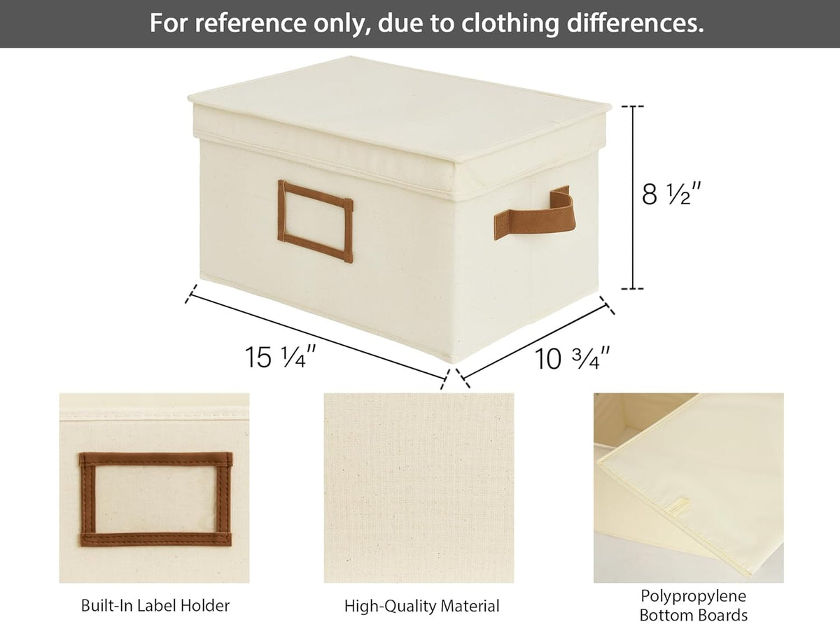StorageWorks Large Storage Bins with Lids, Decorative Storage Boxes with Lid and PU Handles